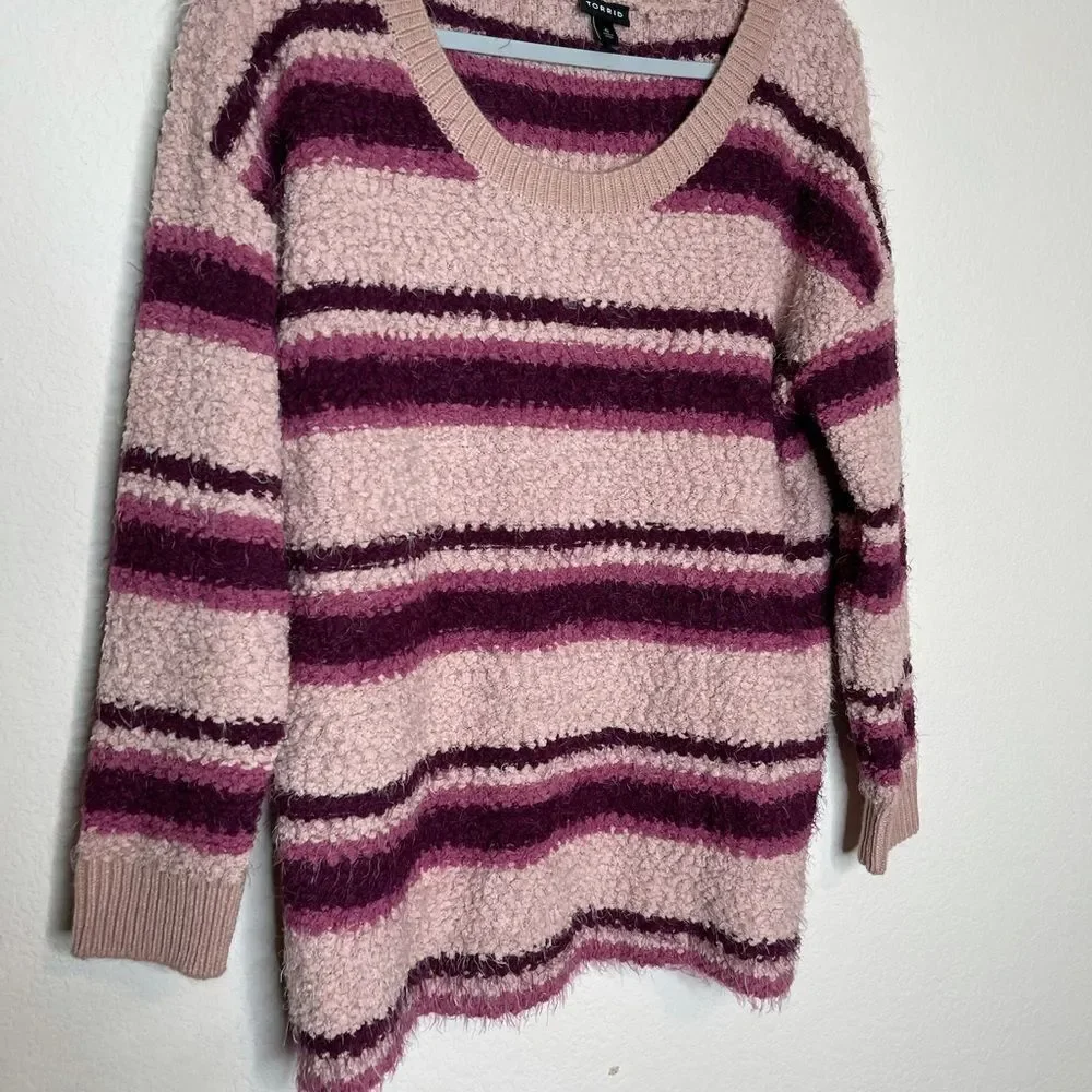 Torrid pink strip popcorn knit sweater‎